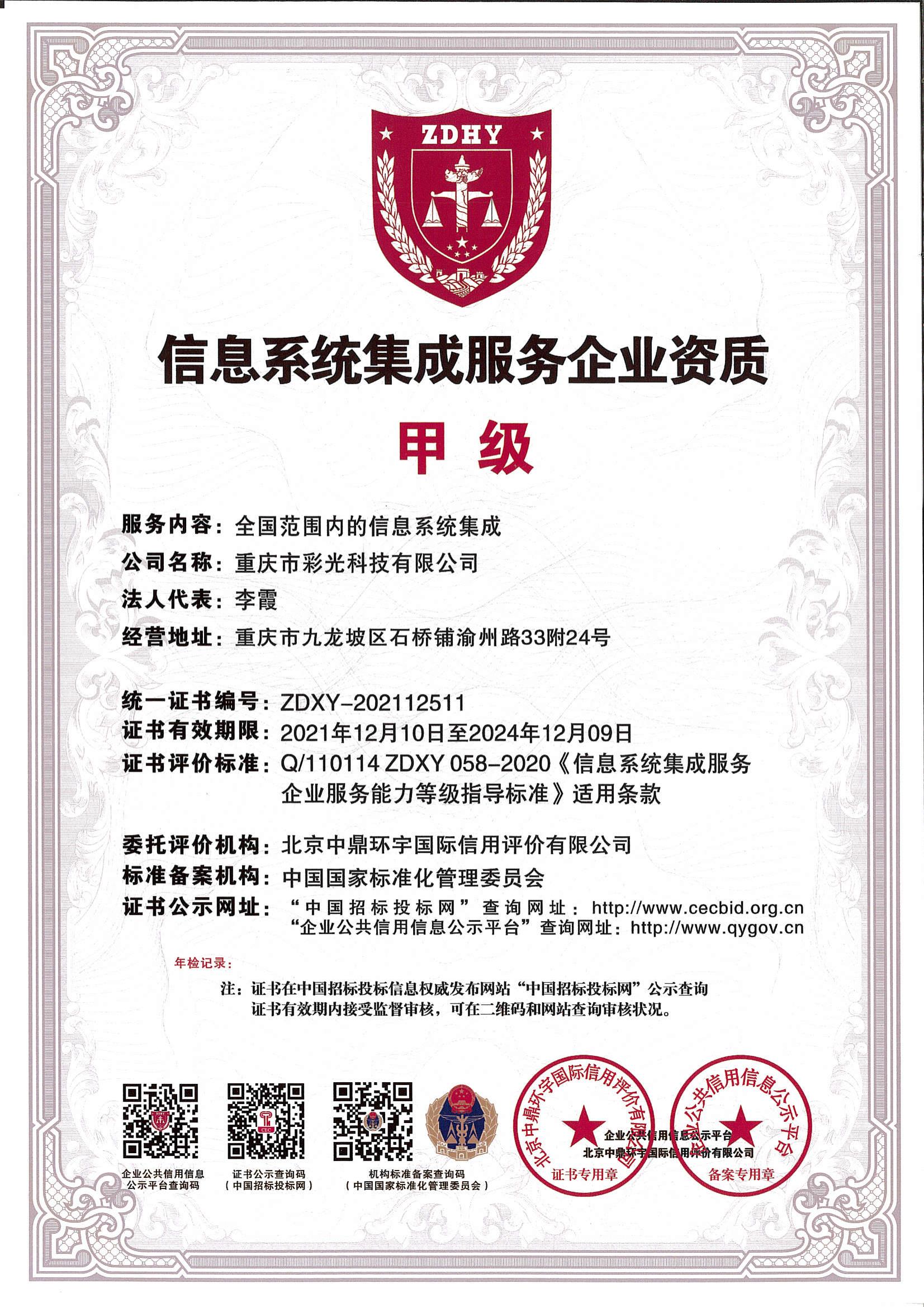 系统集成服务企业资质